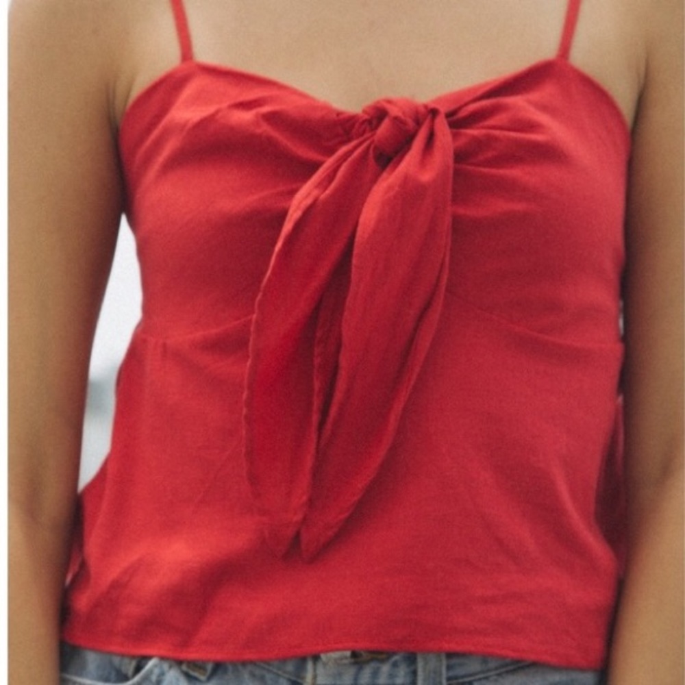 Red brandy Melville tie front tank top.